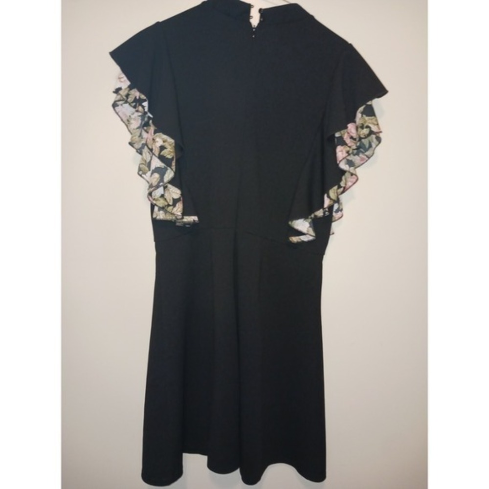 Nina Leonard Black‎ Cottagecore Dress Floral Ruffle Sleeve - Picture 3 of 5